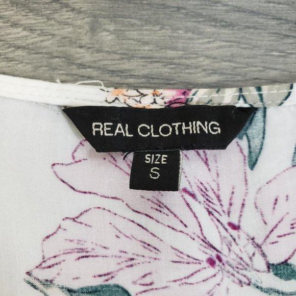 Real Clothing Summer Floral Wrap Dress White Small - Picture 9 of 11